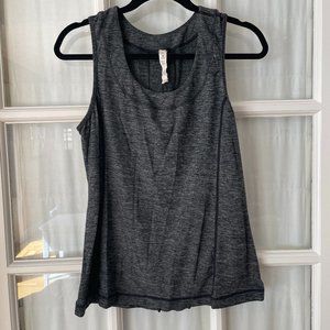 Lululemon Heathered Grey Ruffle Back Tank 12 EUC L
